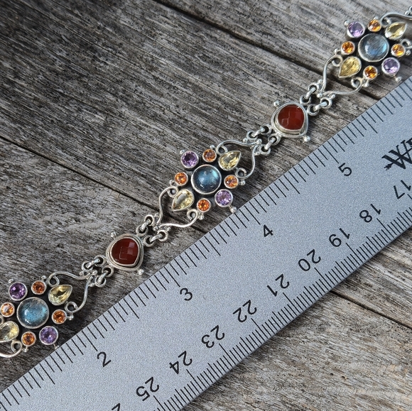 Nicky Butler 925 Sterling Silver Carnelian Labradorite Designer NB Bracelet 8"✨️ - Picture 14 of 16